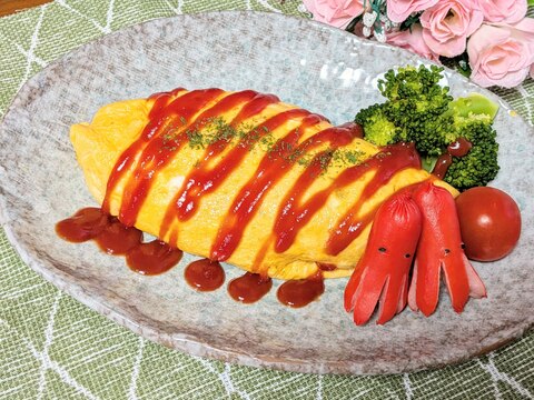 卵1個で!ケチャップたっぷりオムライス